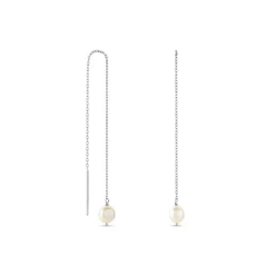 Boucles D'oreilles Pendantes Garance Argent Blanc Perle De Culture-Histoire d'Or Sale