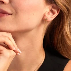 Boucles D'oreilles Pendantes Brin D'or Or Jaune-Histoire d'Or New