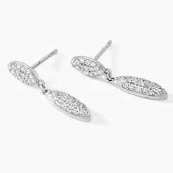Boucles D'oreilles Pendantes Tiwa Argent Blanc Oxyde De Zirconium-Histoire d'Or Sale