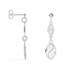 Boucles D'oreilles Pendantes Mahee Argent Blanc-Histoire d'Or Discount