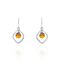 Boucles D'oreilles Pendantes Iva Argent Blanc Ambre-Histoire d'Or Outlet