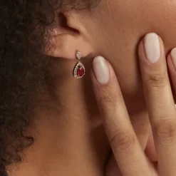 Boucles D'oreilles Pendantes Brigita Plaqué Or Pierre Et Oxyde-Histoire d'Or