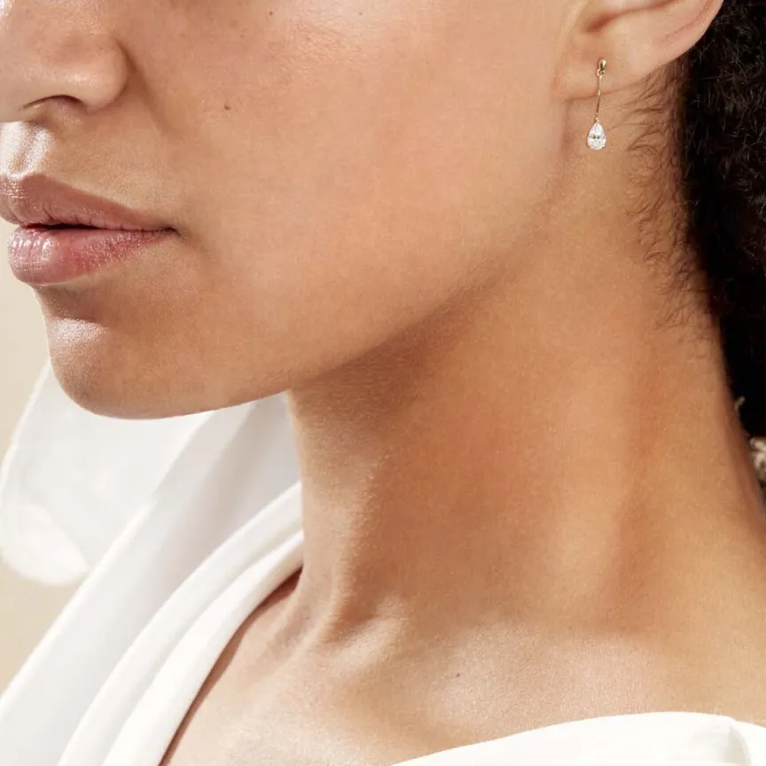 Boucles D'oreilles Pendantes Goutte De Zirconium-Histoire d'Or Discount