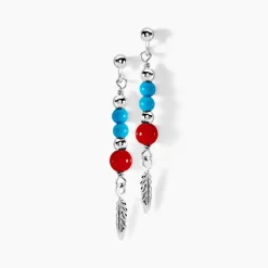 Boucles D'oreilles Pendantes Behati Argent Blanc Corail Turquoise-Histoire d'Or Discount