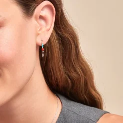 Boucles D'oreilles Pendantes Behati Argent Blanc Corail Turquoise-Histoire d'Or Discount