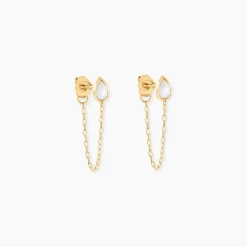 Boucles D'Oreilles Pendantes Ondée Or Jaune Nacre-Histoire d'Or Discount