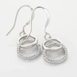 Boucles D'oreilles Pendantes Isabel Argent Blanc Oxyde De Zirconium-Histoire d'Or Sale