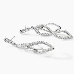 Boucles D'oreilles Pendantes Malika Argent Blanc Oxyde De Zirconium-Histoire d'Or New