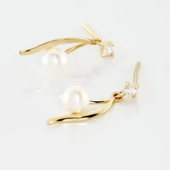 Boucles D'oreilles Pendantes Orientale Or Jaune Perle De Culture-Histoire d'Or Discount