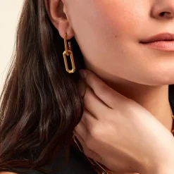 Boucles D'oreilles Pendantes Lyre Acier Jaune-Histoire d'Or Outlet