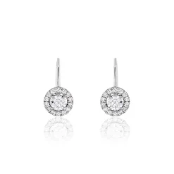 Boucles D'oreilles Pendantes Mentoura Or Blanc Diamant Synthétique-Histoire d'Or Outlet