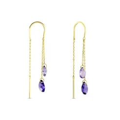Histoire d'Or Boucles D'oreilles Pendantes Terence Or Jaune Amethyste
