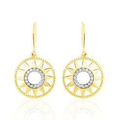 Boucles D'oreilles Pendantes Thallya Or Jaune Oxyde De Zirconium-Histoire d'Or Online