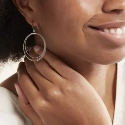 Boucles D'oreilles Pendantes Nadiona Argent Blanc-Histoire d'Or Sale