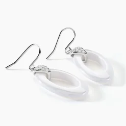 Boucles D'oreilles Pendantes Peer Argent Blanc Oxyde De Zirconium-Histoire d'Or Discount
