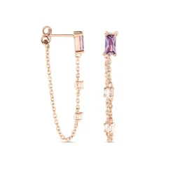 Boucles D'oreilles Pendantes Purple Mood Argent Rose Oxydes-Histoire d'Or