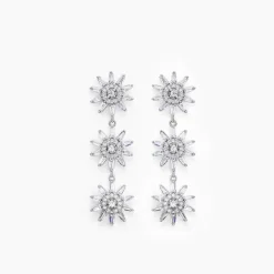 Boucles D'oreilles Pendantes Daisy Argent Blanc Oxyde De Zirconium-Histoire d'Or Discount