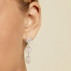 Boucles D'oreilles Pendantes Daisy Argent Blanc Oxyde De Zirconium-Histoire d'Or Discount