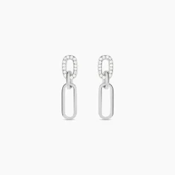 Boucles D'oreilles Pendantes Trait D'union Argent Blanc Oxyde-Histoire d'Or Clearance