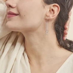 Boucles D'oreilles Pendantes Flat Argent Blanc-Histoire d'Or Online