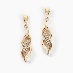Boucles D'oreilles Pendantes Ishaae Plaqué Or Jaune Oxyde De Zirconium-Histoire d'Or Clearance