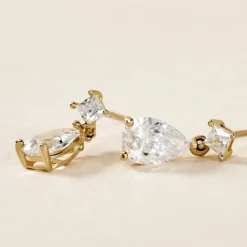 Boucles D'oreilles Pendantes Faas Or Jaune Oxyde De Zirconium-Histoire d'Or Clearance