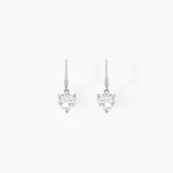 Boucles D'oreilles Pendantes Bo Coeur Pm Or Blanc Oxyde De Zirconium-Histoire d'Or Clearance