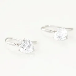 Boucles D'oreilles Pendantes Bo Coeur Pm Or Blanc Oxyde De Zirconium-Histoire d'Or Clearance