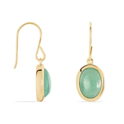 Boucles D'oreilles Pendantes Veina Plaqué Or Jaune Aventurine-Histoire d'Or Outlet
