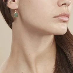 Boucles D'oreilles Pendantes Veina Plaqué Or Jaune Aventurine-Histoire d'Or Outlet