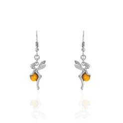 Boucles D'oreilles Pendantes Argent Blanc Abellia Ambre-Histoire d'Or Online