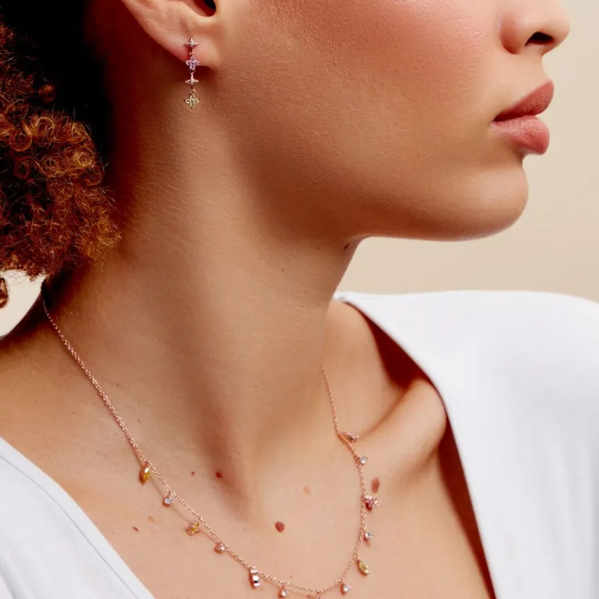 Boucles D'oreilles Pendantes Nimbe Argent Rose Oxyde De Zirconium-Histoire d'Or Hot