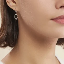Boucles D'oreilles Pendantes Louison Argent Blanc-Histoire d'Or