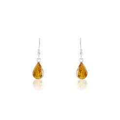 Boucles D'oreilles Pendantes Argent Blanc Mareme Ambre-Histoire d'Or Online