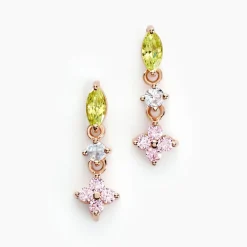 Histoire d'Or Boucles D'oreilles Pendantes Nimbe Argent Rose Oxyde De Zirconium