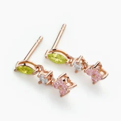 Histoire d'Or Boucles D'oreilles Pendantes Nimbe Argent Rose Oxyde De Zirconium