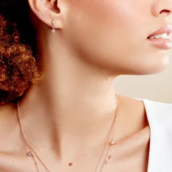 Histoire d'Or Boucles D'oreilles Pendantes Nimbe Argent Rose Oxyde De Zirconium