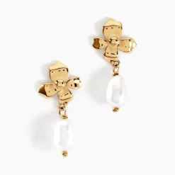 Boucles D'oreilles Pendantes Audley Or Jaune Perle De Culture-Histoire d'Or New