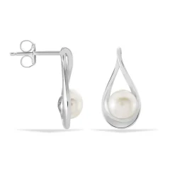 Boucles D'oreilles Pendantes Loren Argent Blanc Perle De Culture-Histoire d'Or Outlet