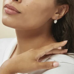 Boucles D'oreilles Pendantes Loren Argent Blanc Perle De Culture-Histoire d'Or Outlet