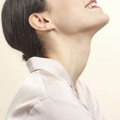 Boucles D'oreilles Pendantes Argent Blanc Henriet Oxyde De Zirconium-Histoire d'Or Clearance