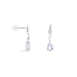 Boucles D'oreilles Pendantes Assaf Or Blanc Amethyste Et Oxyde-Histoire d'Or Online