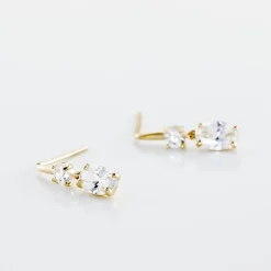 Boucles D'oreilles Pendantes Gulbeyaz Or Jaune Oxyde De Zirconium-Histoire d'Or Online