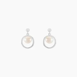 Boucles D'oreilles Pendantes Ivana Argent Blanc Perle De Culture-Histoire d'Or Clearance
