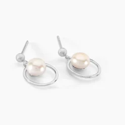 Boucles D'oreilles Pendantes Ivana Argent Blanc Perle De Culture-Histoire d'Or Clearance