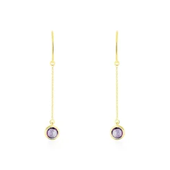 Boucles D'oreilles Pendantes Arenale Or Jaune Amethyste-Histoire d'Or Outlet