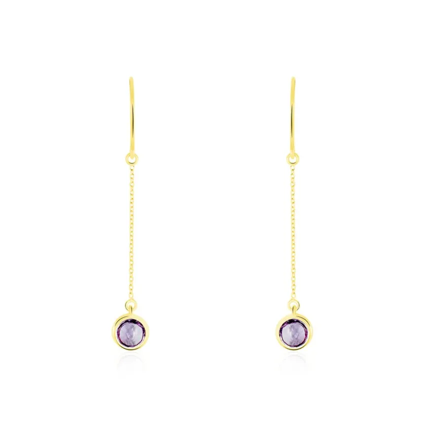 Boucles D'oreilles Pendantes Arenale Or Jaune Amethyste-Histoire d'Or Outlet