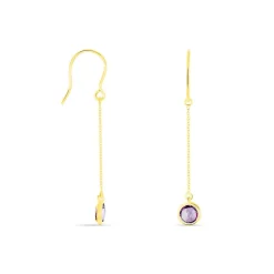 Boucles D'oreilles Pendantes Arenale Or Jaune Amethyste-Histoire d'Or Outlet