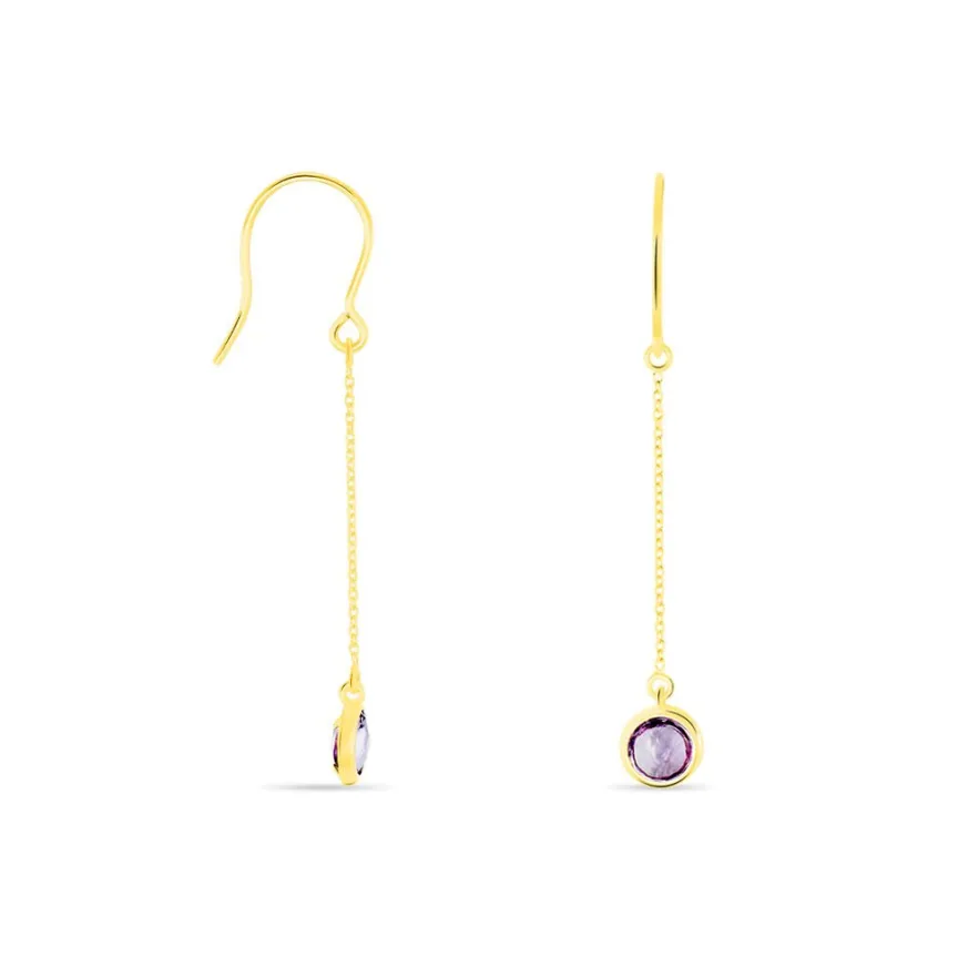 Boucles D'oreilles Pendantes Arenale Or Jaune Amethyste-Histoire d'Or Outlet