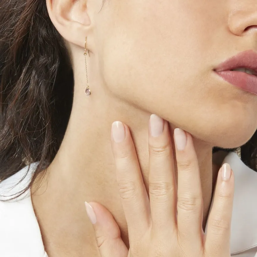 Boucles D'oreilles Pendantes Arenale Or Jaune Amethyste-Histoire d'Or Outlet